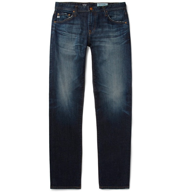 Photo: AG Jeans - Tellis Slim-Fit Distressed Stretch-Denim Jeans - Dark denim