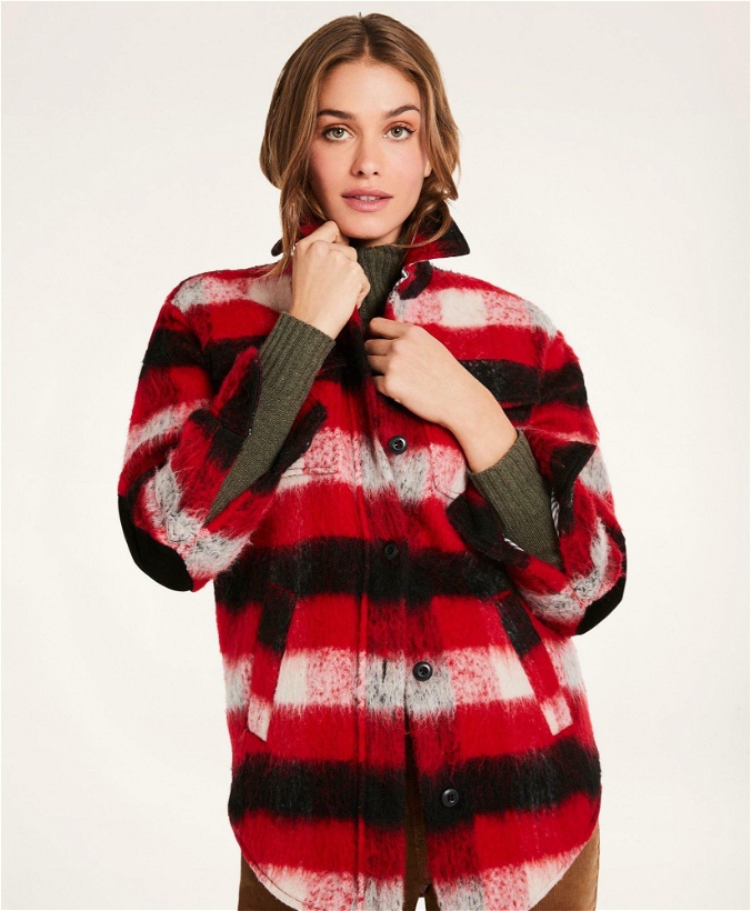 Photo: Brooks Brothers Women's Wool Blend Buffalo Check Shirt Jacket | Red/Black
