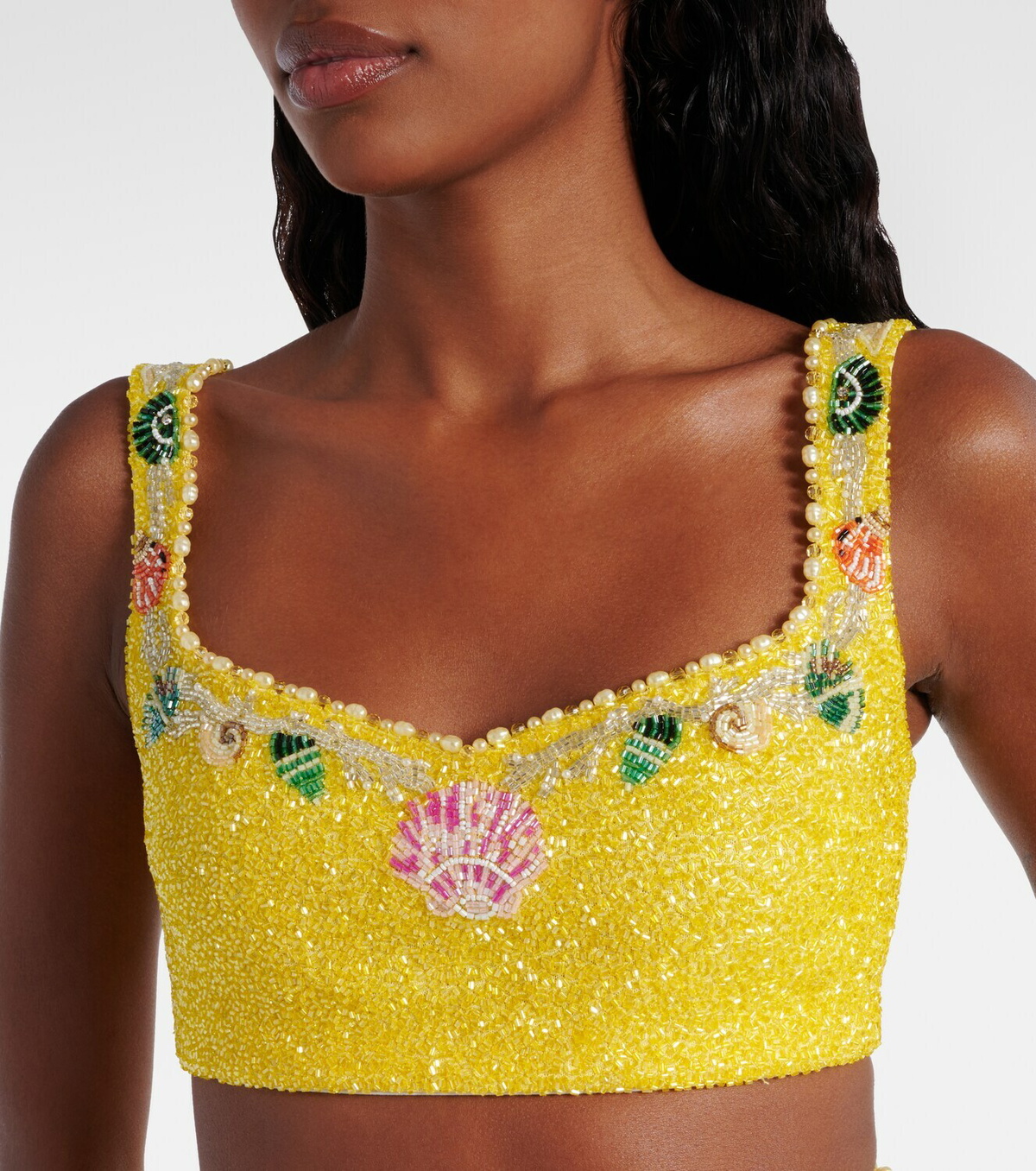 Clio Peppiatt Marina embellished crop top