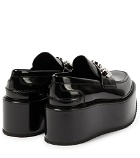 Burberry - Embellished wedge leather loafers