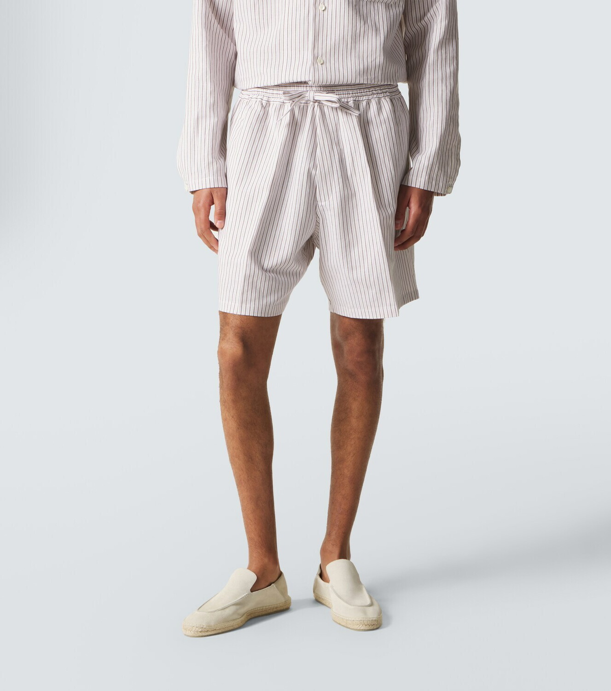 Umit Benan Julian striped cotton and silk shorts