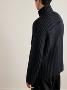 The Row - Malen Ribbed Cashmere Zip-Up Cardigan - Blue