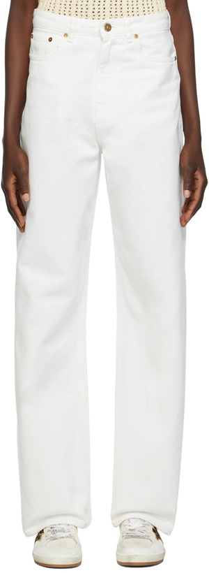 Photo: Golden Goose White Wide-Leg Jeans