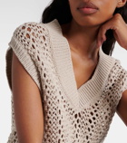 Brunello Cucinelli Open-knit cotton-blend sweater vest