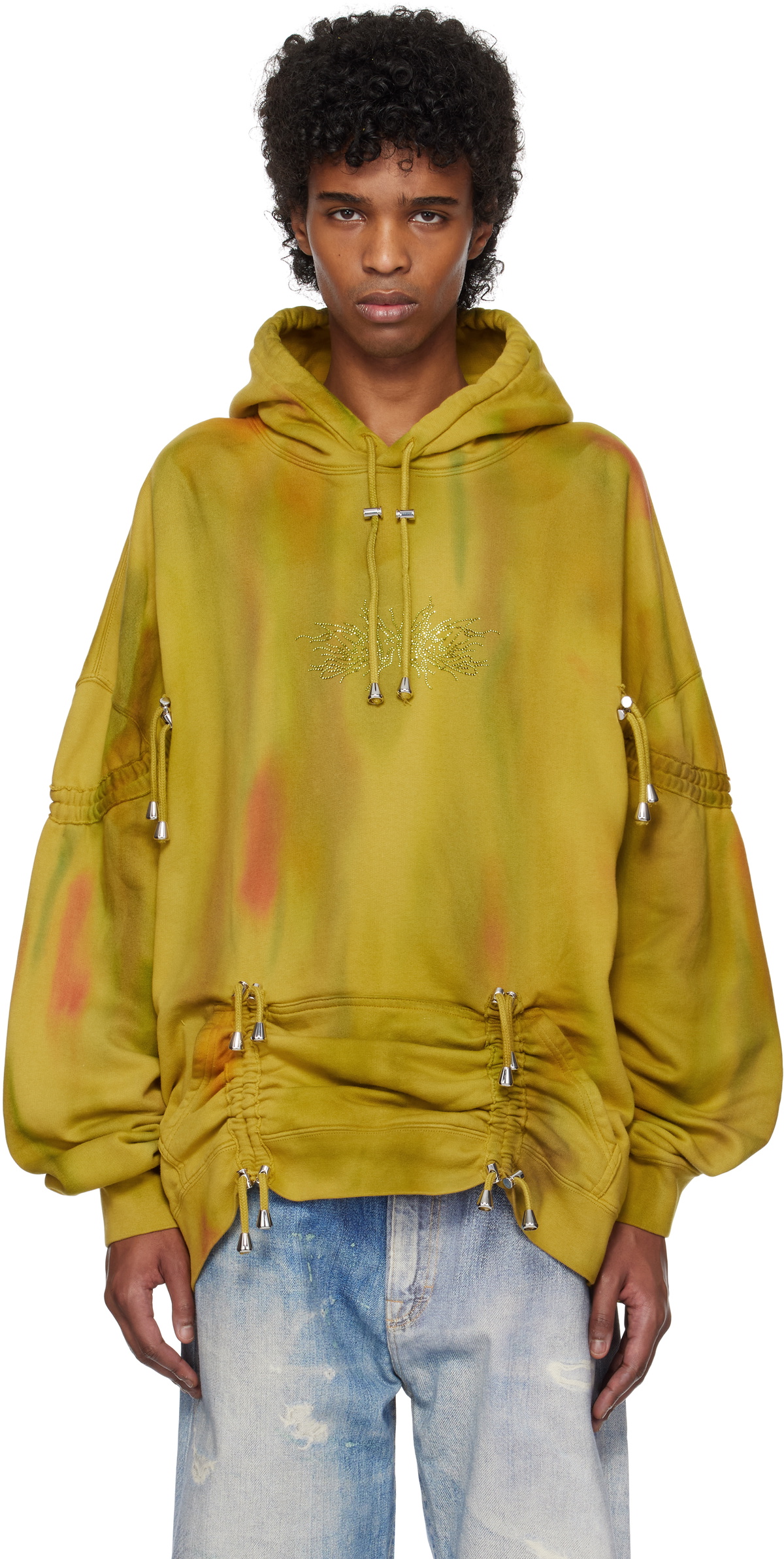 Collina Strada Yellow Rhinestone Hoodie Collina Strada