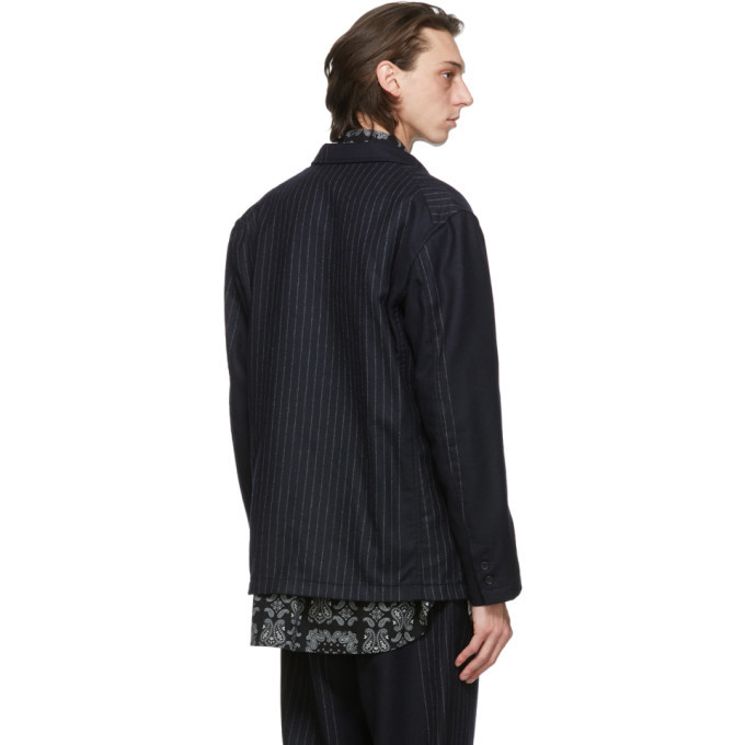 Engineered Garments Navy Wool Striped NB Jacket Engineered Garments