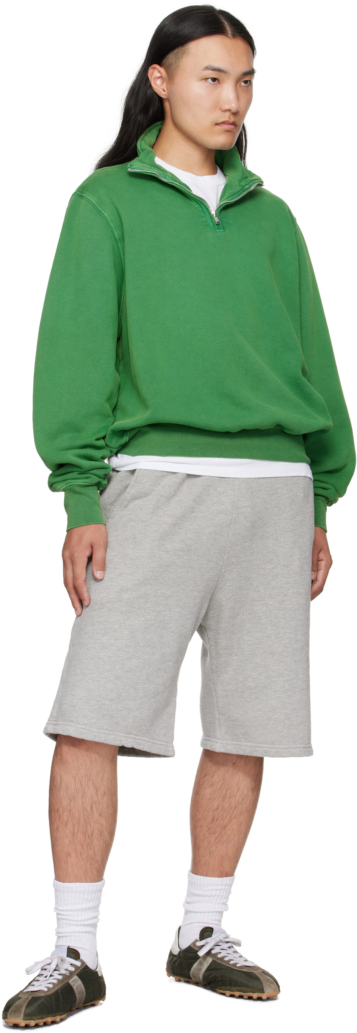 Les Tien Green Heavyweight Banded Yacht Sweatshirt