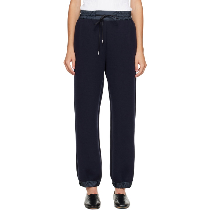 Photo: sacai Navy Sponge Sweatpants