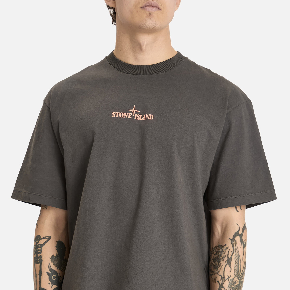 Stone Island Men's Fingerprint Logo T-Shirt in Charcoal Stone Island