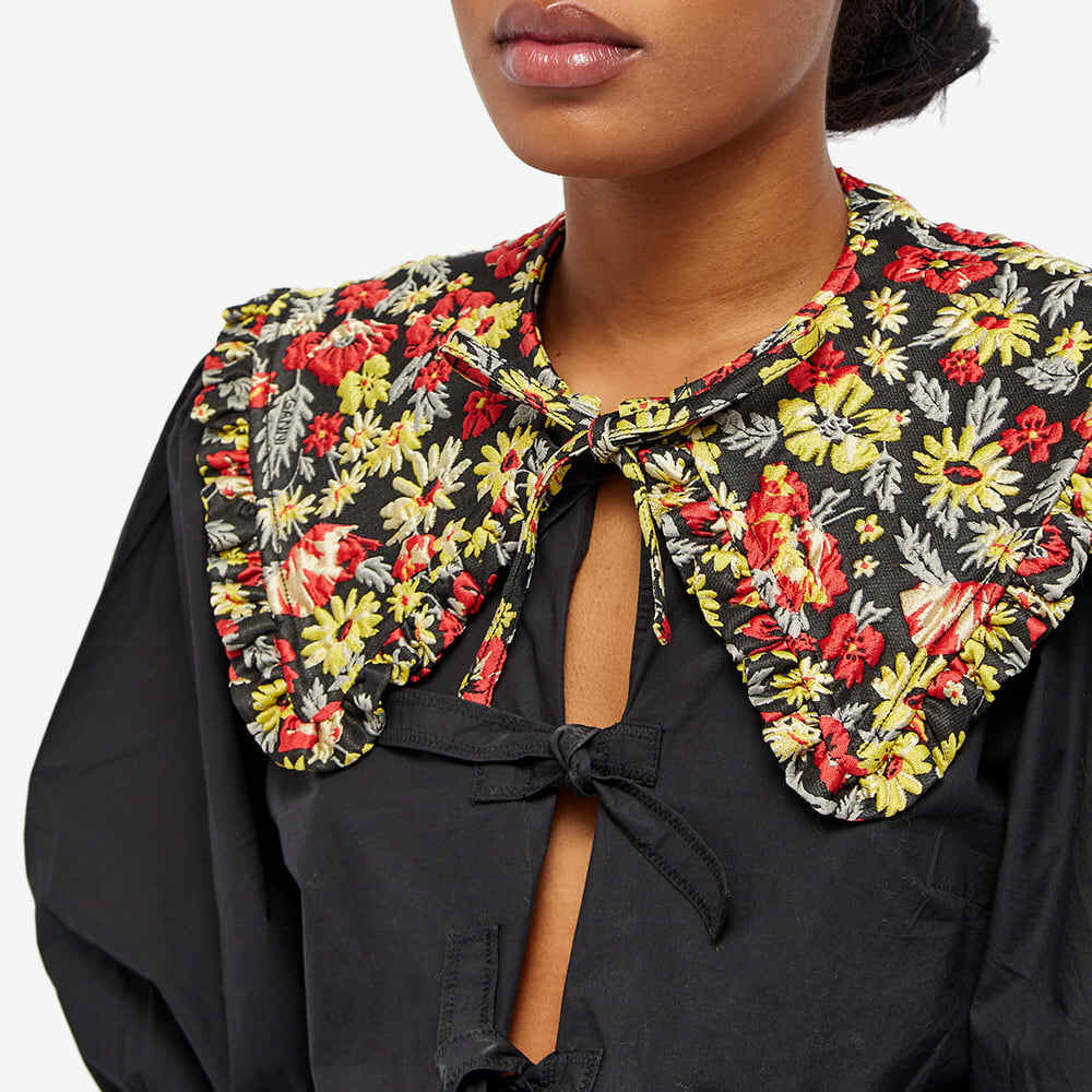 GANNI Women's 3D Jacquard Floral Frill Collar in Meadow Black GANNI