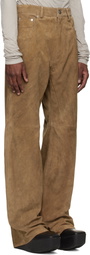 Rick Owens Brown Temple Geth Suede Pants