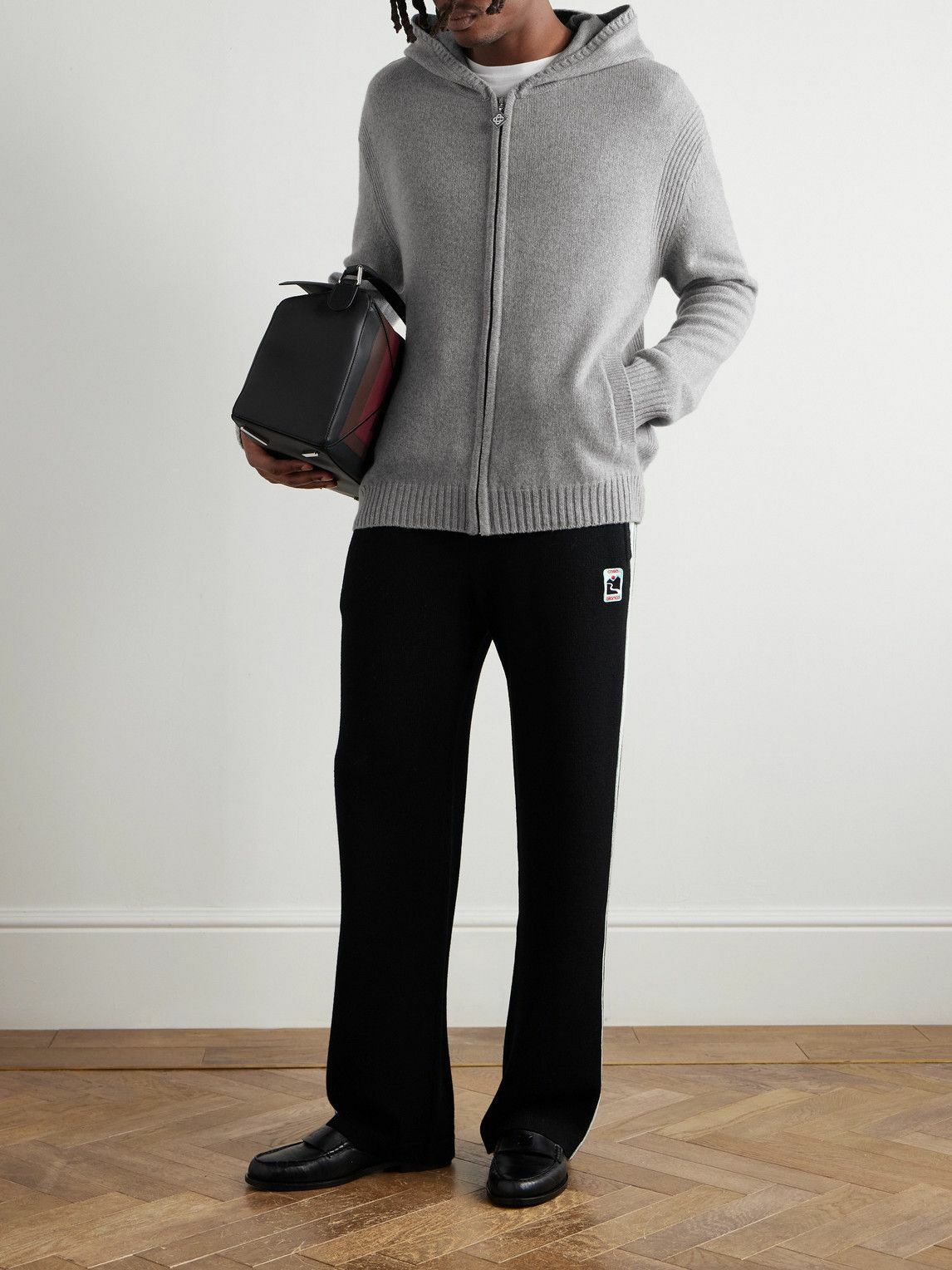Casablanca - Cashmere and Wool-Blend Zip-Up Hoodie - Gray