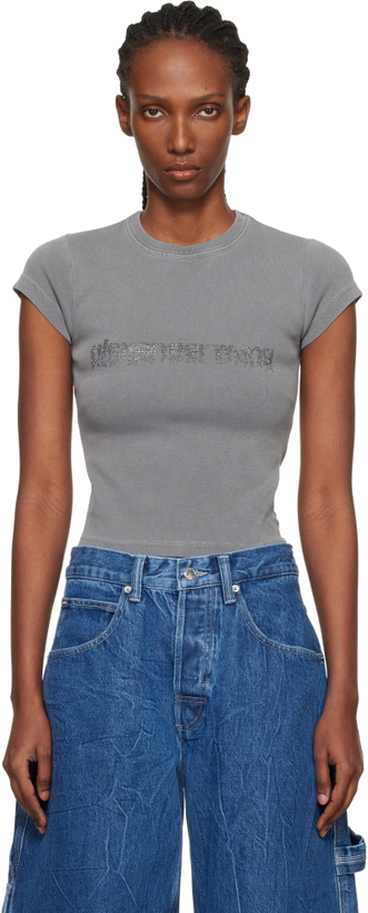 Photo: Alexander Wang Gray Crystal Logo Cotton Baby T-shirt