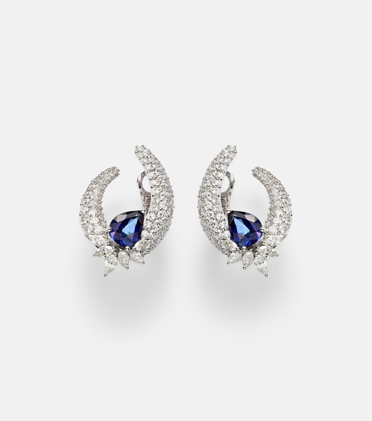 Yeprem 18kt white gold (750/1000) earrings with diamonds and sapphires