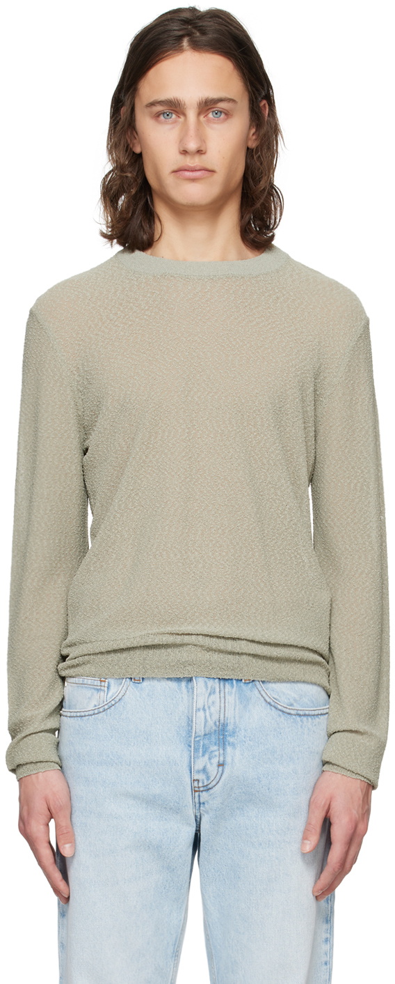 Photo: AMI Paris Khaki Semi-Sheer Sweater