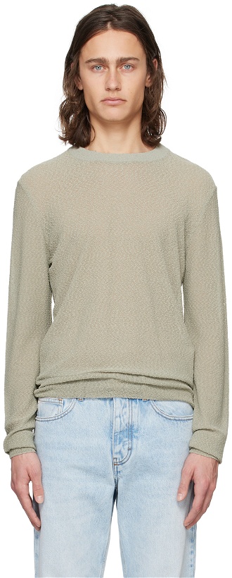 Photo: AMI Paris Khaki Semi-Sheer Sweater