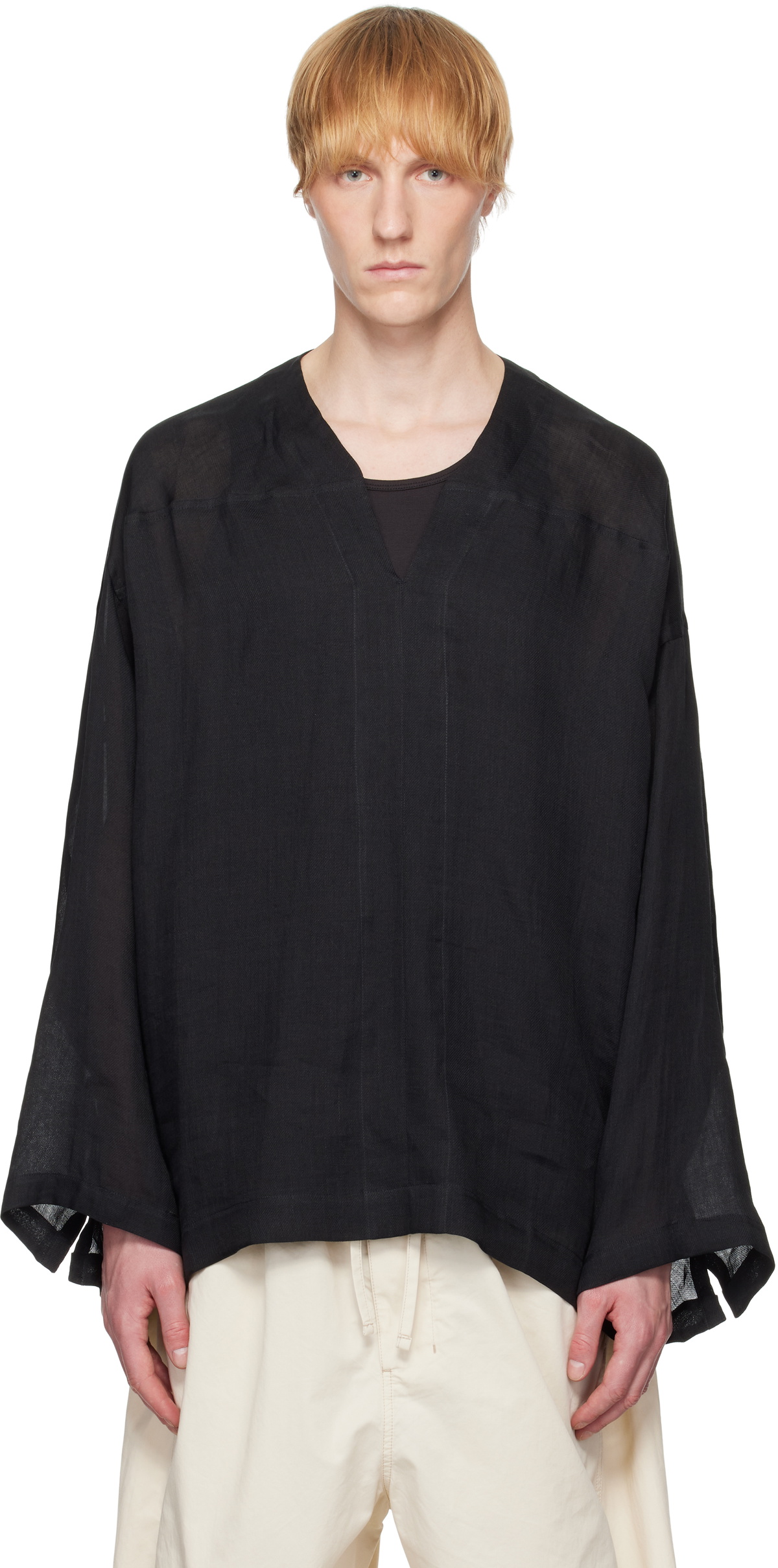 Jan-Jan Van Essche Black O-Project Fine Cavalry Twill Tunic#38 Shirt