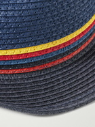 Paul Smith - Striped Braided Straw Trilby Hat - Blue