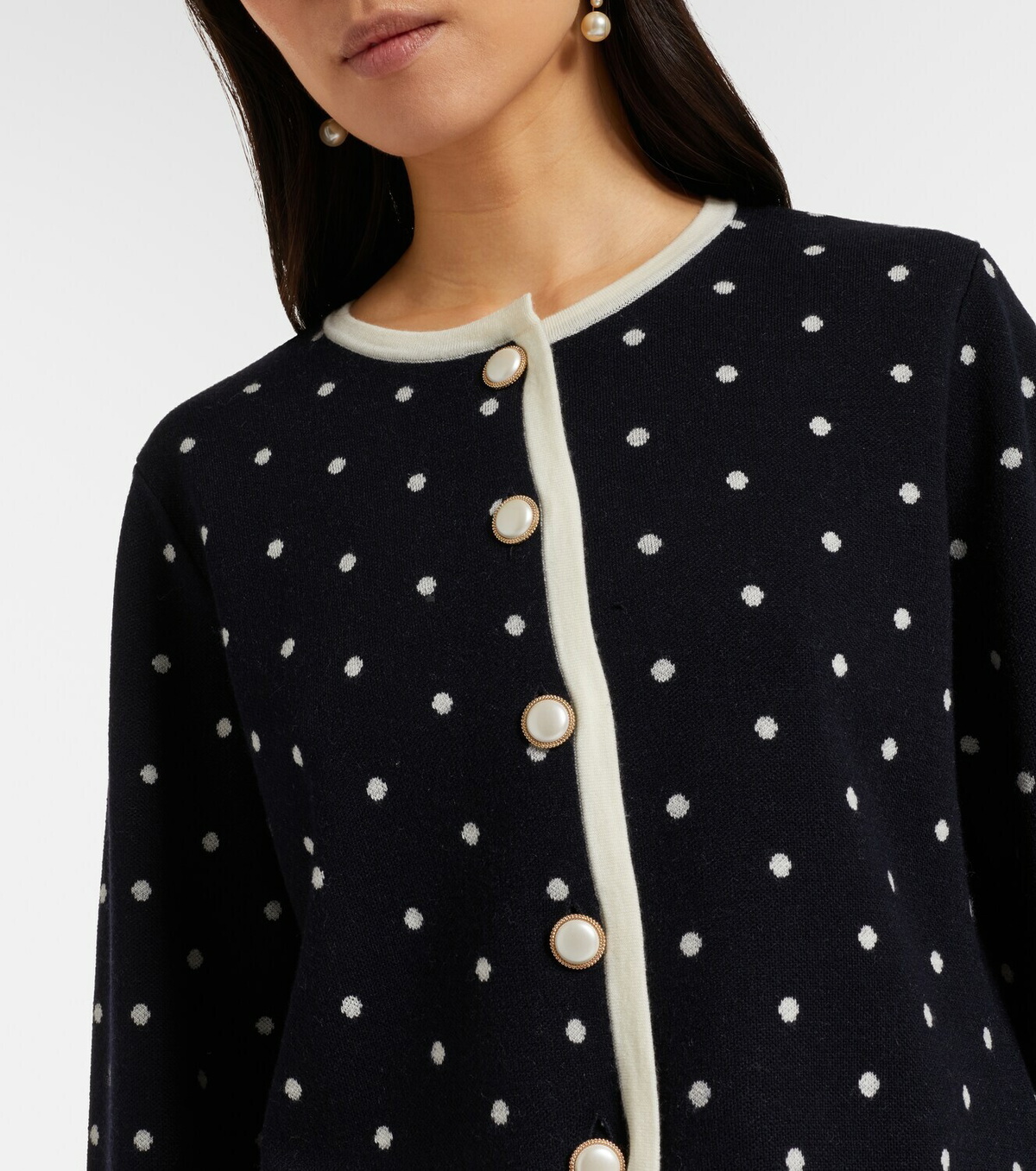 Rixo Mirja polka-dot wool-blend cardigan