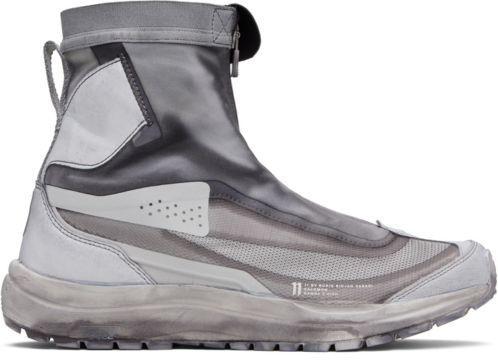 Photo: 11 by Boris Bidjan Saberi Gray Salomon Edition Bamba 2 High V2 Sneakers