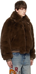 AMIRI Brown Cropped Faux-Fur Jacket