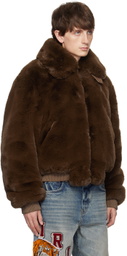 AMIRI Brown Cropped Faux-Fur Jacket