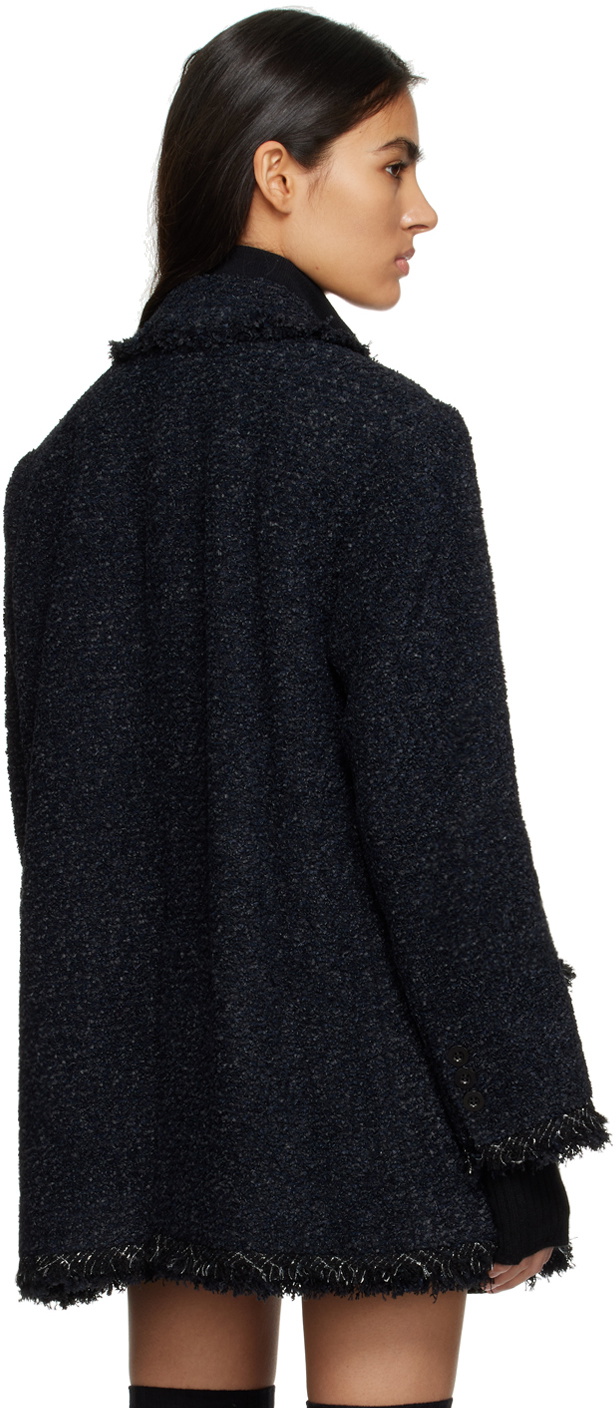 sacai Black Frayed Coat Sacai