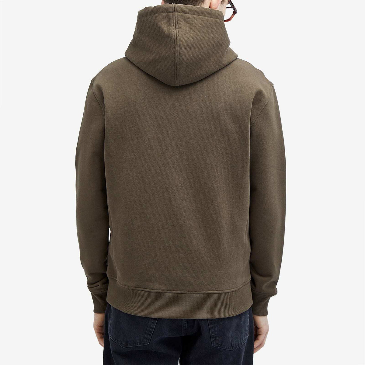 AMI Paris Men's College Logo Hoodie in Dark Coffee AMI