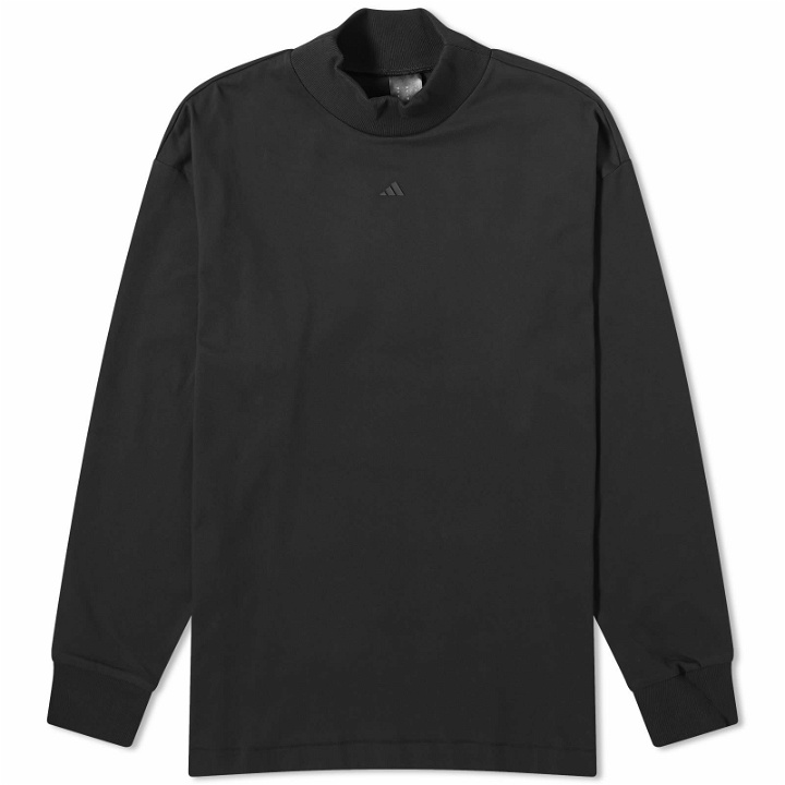 Photo: Adidas Basketball Long Sleeve Back Logo T-Shirt in Black/Talc