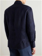 Brunello Cucinelli - Cotton and Linen-Blend Jacquard Shirt - Blue