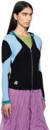 Kiko Kostadinov Black & Blue Quimby Fitted Knit Hoodie