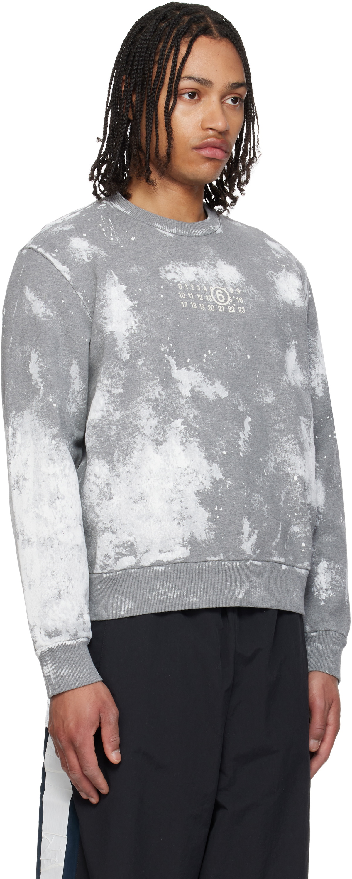 MM6 Maison Margiela Gray Paint Splatter Sweatshirt