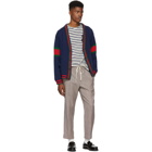 JW Anderson Navy and Off-White Panelled Breton Stripe T-Shirt