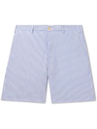 Anderson & Sheppard - Straight-Leg Cotton-Seersucker Shorts - Blue