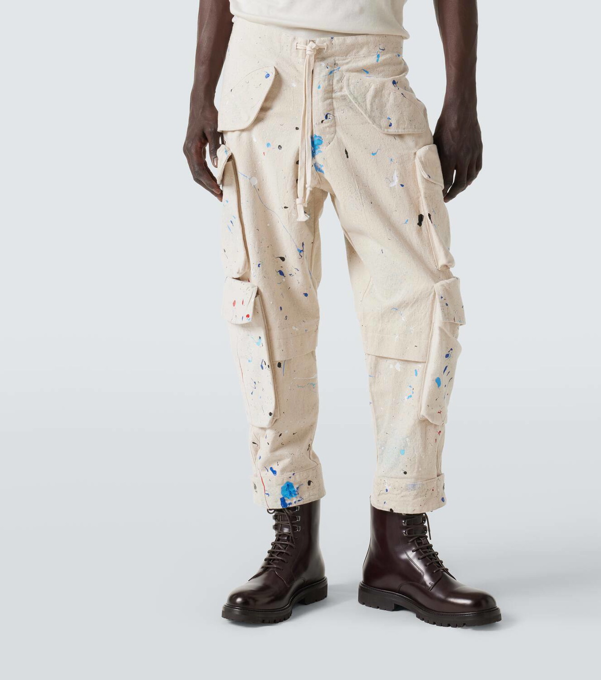 Greg Lauren Painters printed cotton cargo pants