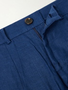Oliver Spencer - Coney Straight-Leg Pleated Linen Shorts - Blue