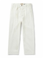 Federico Curradi - Wide-Leg Pleated Cotton-Blend Corduroy Trousers - White