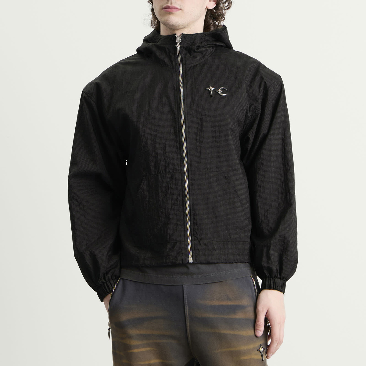 Thug Club Men's Nylon Hooded Jacket in Black