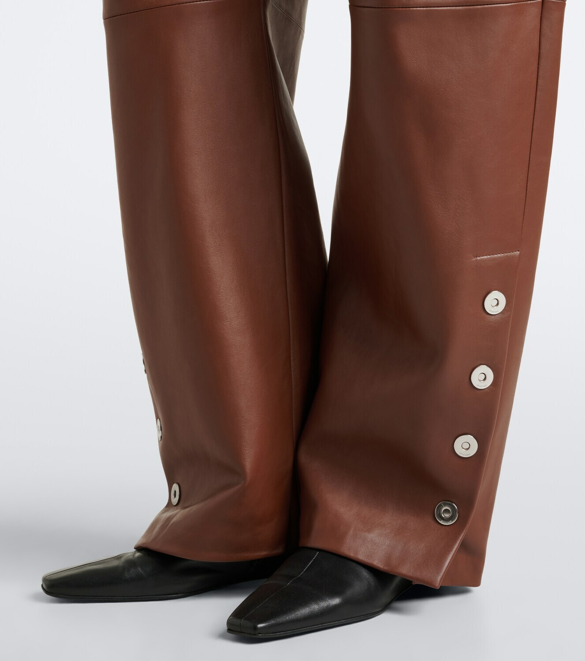 Sportmax Leather barrel-leg pants