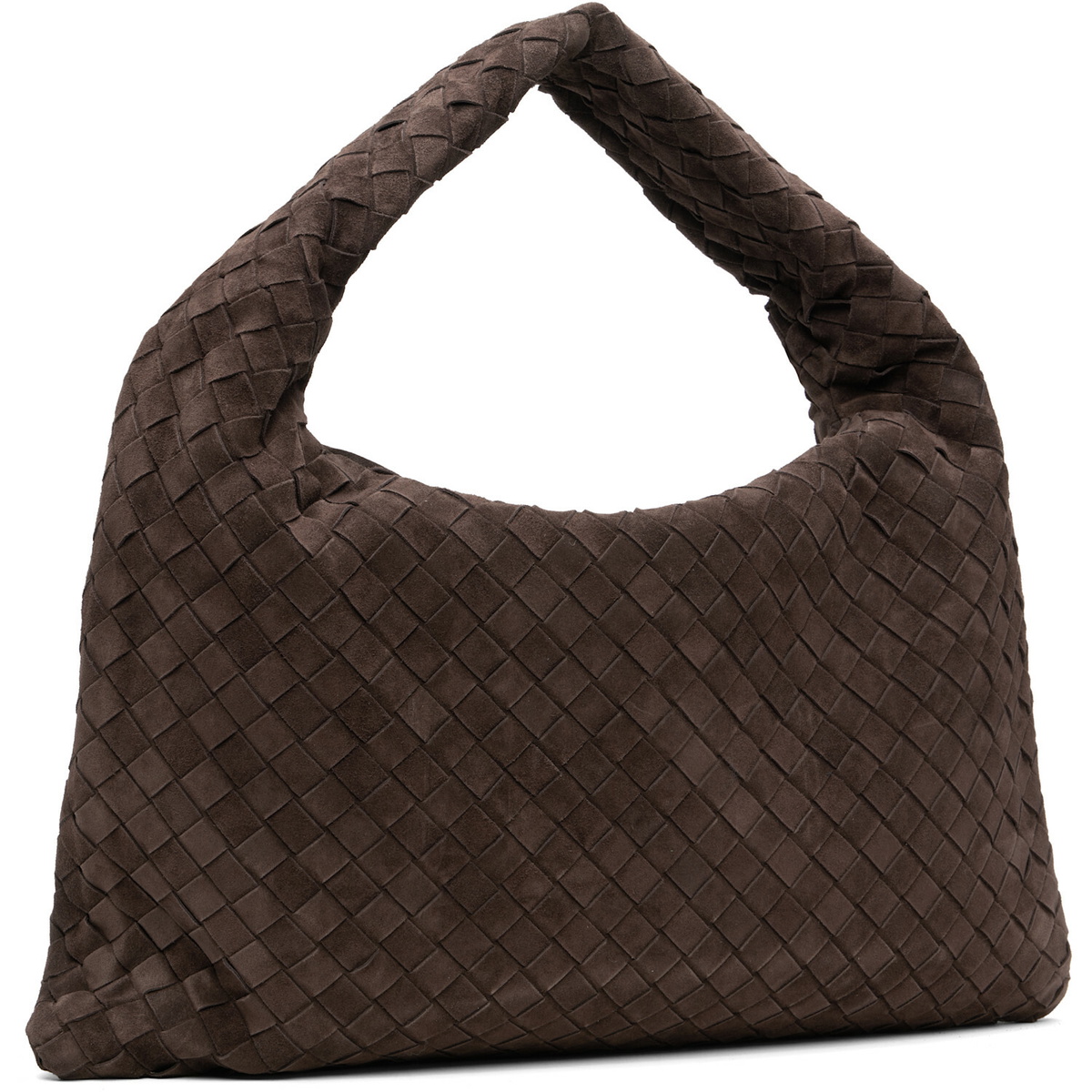 Bottega Veneta Brown New Small Hop Intrecciato Suede Bag