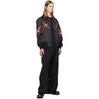 Y-3 Black Embroidered Graphic Satin Souvenir Jacket