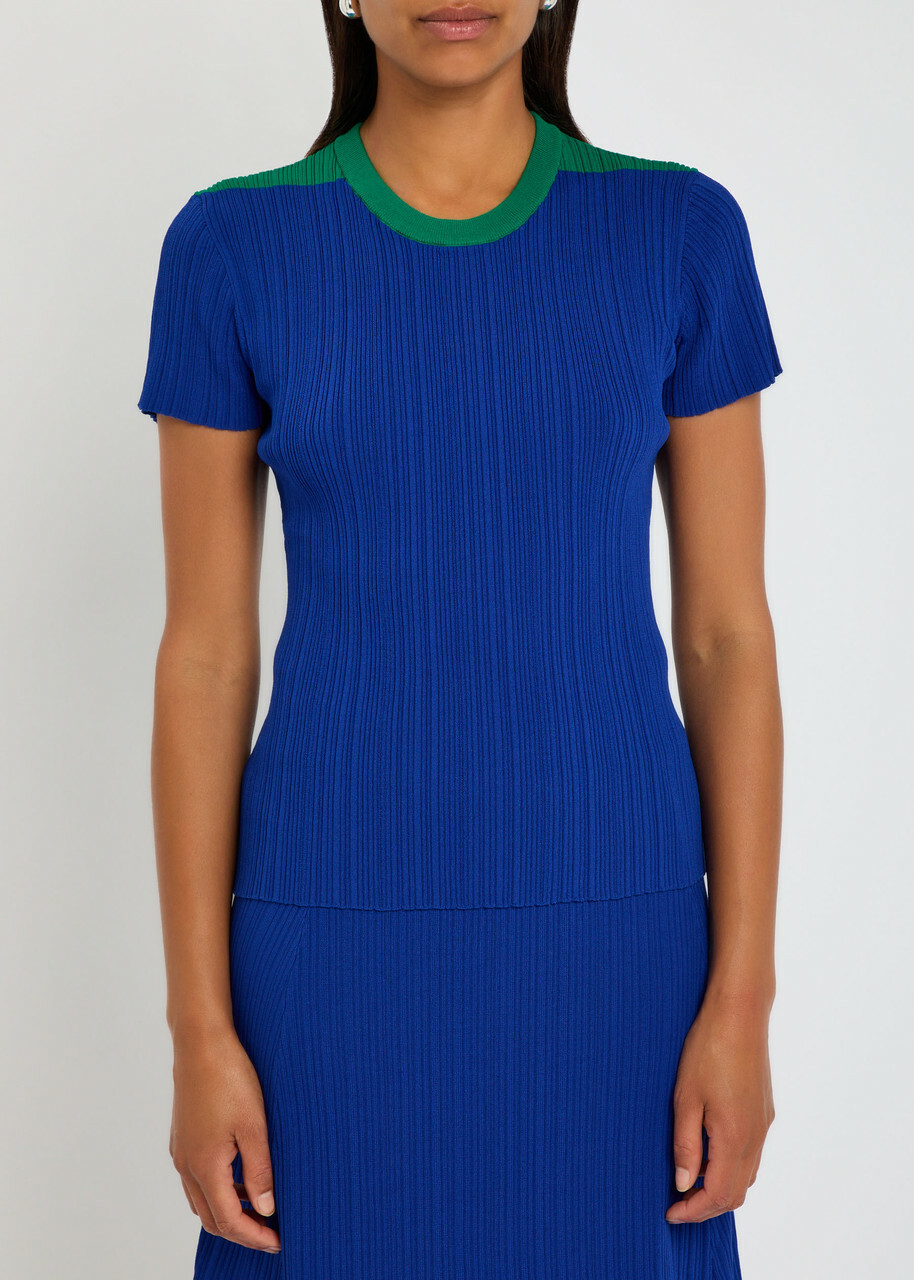 Wales Bonner Island Ribbed-knit T-shirt Blue