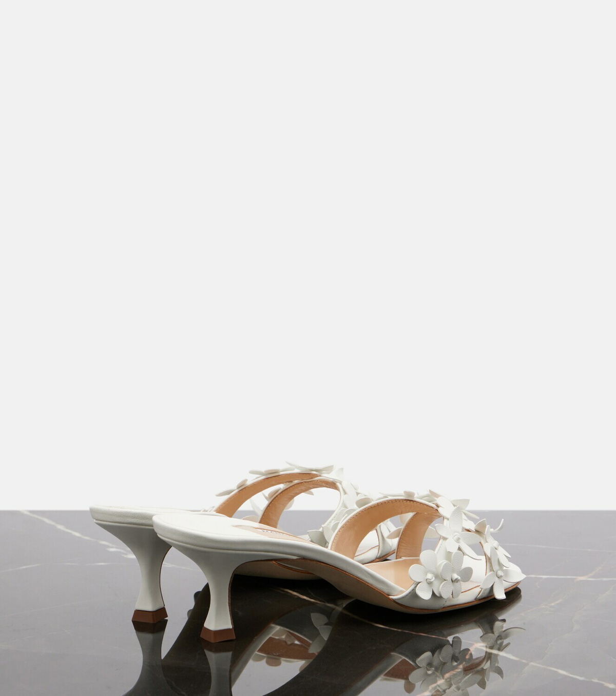 Manolo Blahnik Anistarona floral-appliqué leather mules