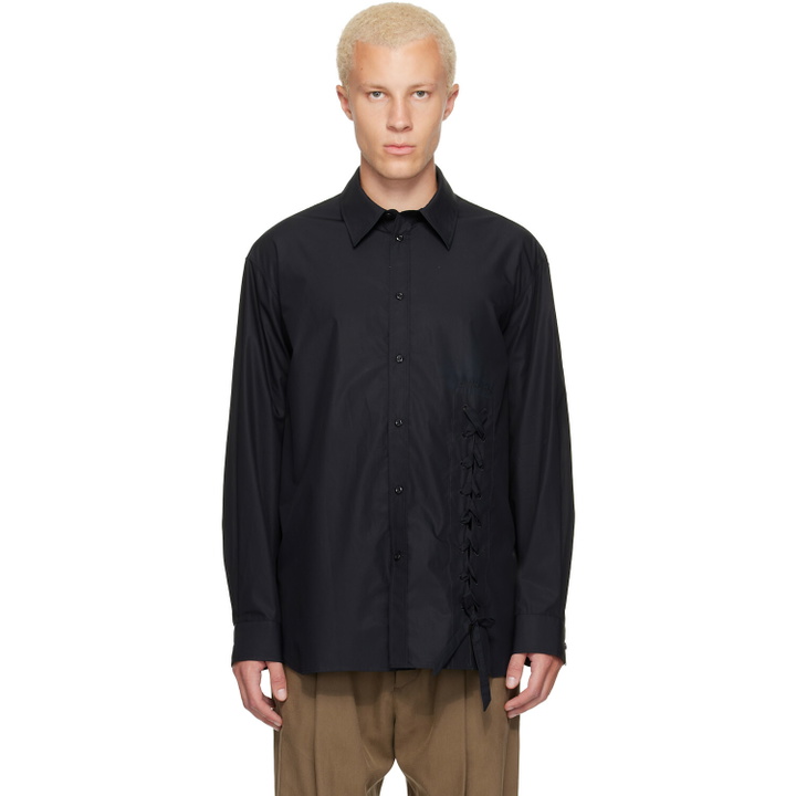 Photo: Simone Rocha Black Lace Up Hem Easy Shirt