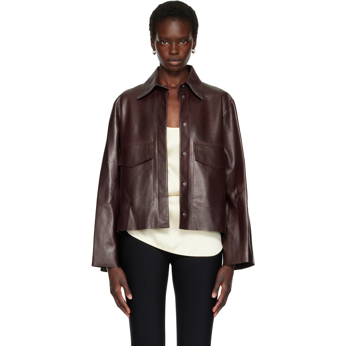 Nour Hammour Brown Darcy Leather Jacket