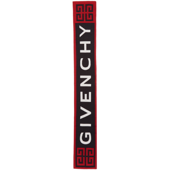 Photo: Givenchy Black and Red 4G Logo Scarf