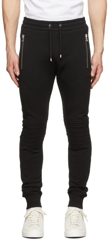 Photo: Balmain Black Embossed Logo Lounge Pants