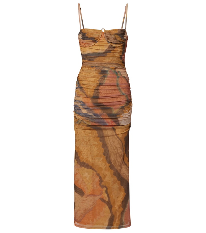 Photo: SIR Draped printed mesh maxi dress