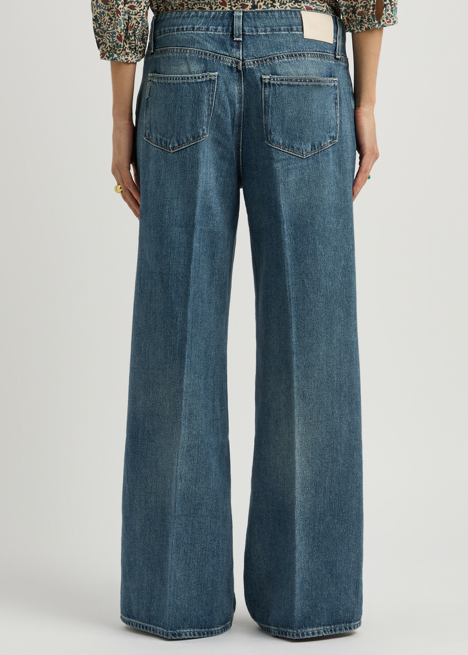 Paige Zoey Belted Wide-leg Jeans Blue