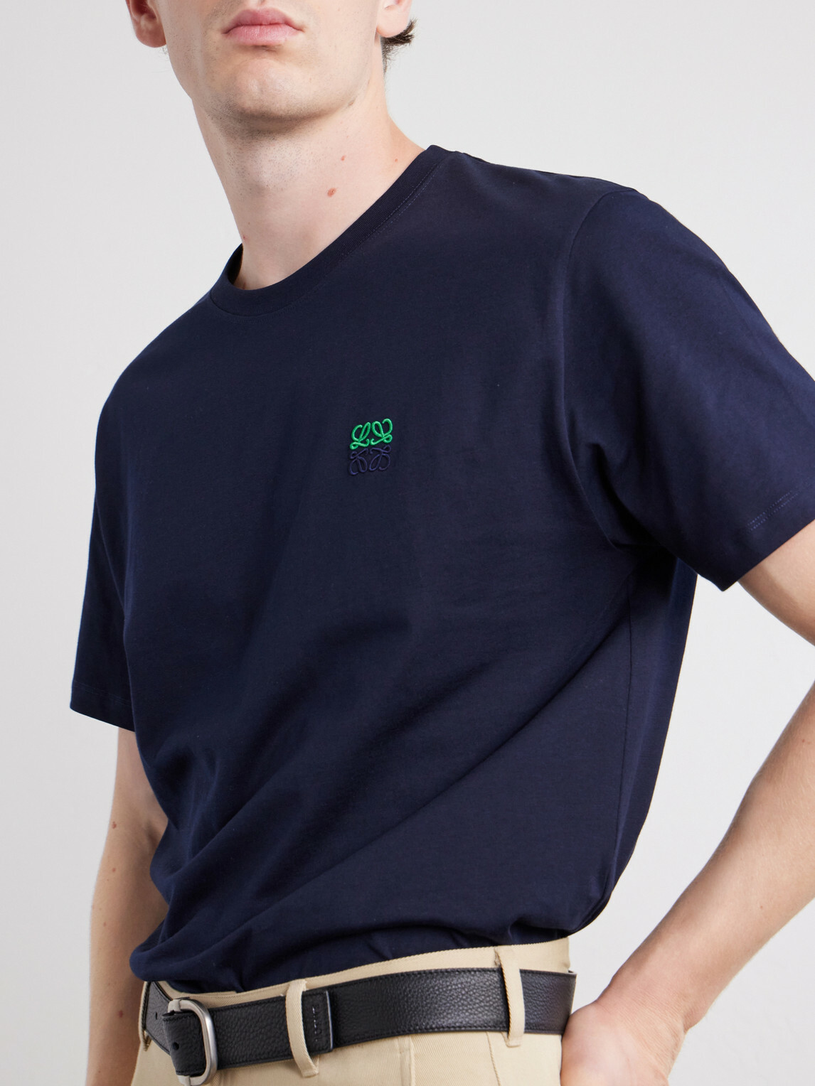 LOEWE - Anagram-Embroidered Cotton-Jersey T-Shirt - Blue